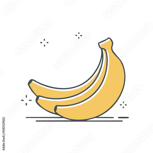 Illustration of Two Yellow Bananas on a Black Background