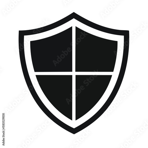 Free Download Shield emblem on black backdrop safety guard design security vector illustration - GFXLoad