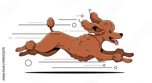 Energetic brown poodle in full stride captures joyful movement