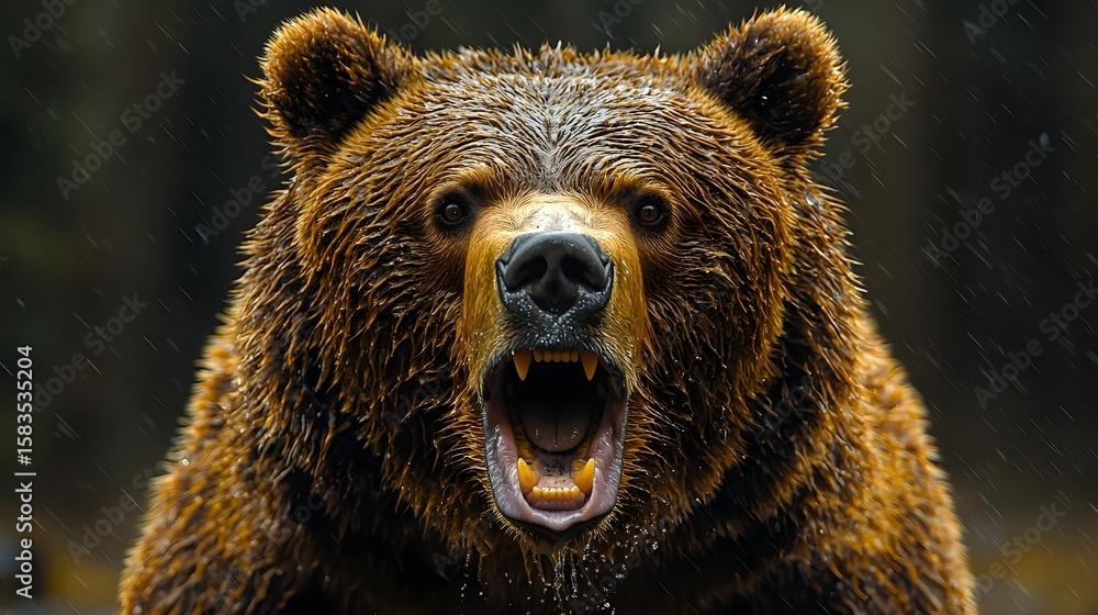 Obraz premium Fierce and powerful bear roaring with raw intensity
