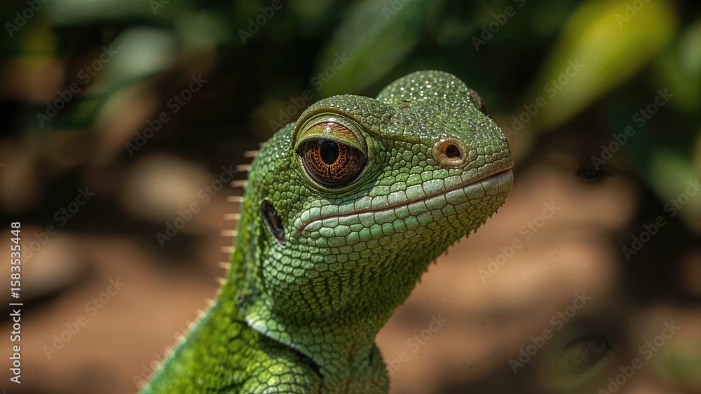 Fototapeta premium Close-up view of a knight anole lizard