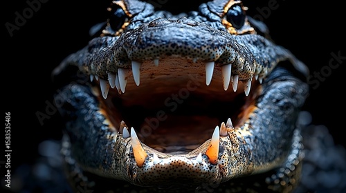 Fierce crocodile with sharp teeth and menacing jaws