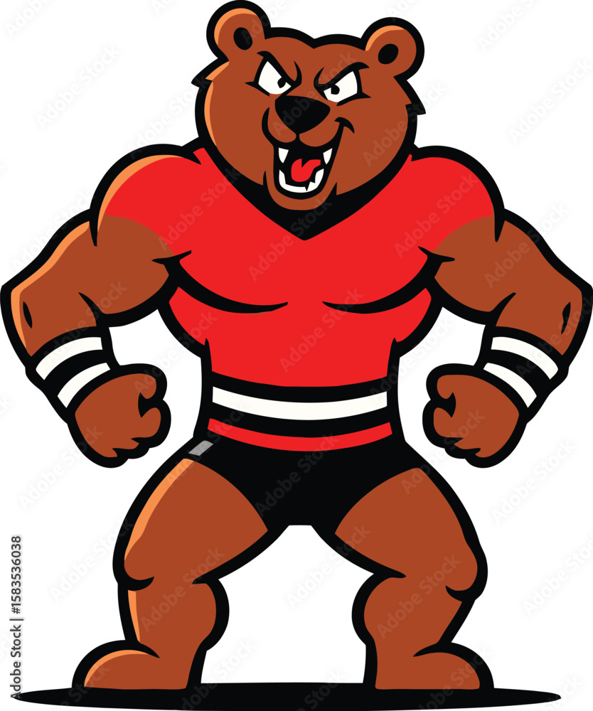 muscular bear mascot in wrestling outfit muscular bear mascot in wrestling outfit