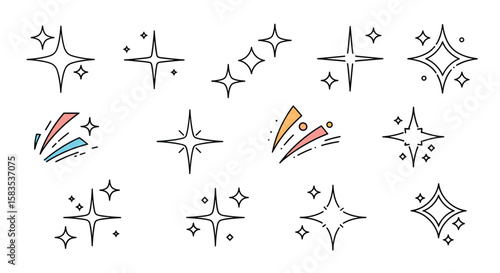 Collection of dazzling starbursts and twinkling sparkle illustrations
