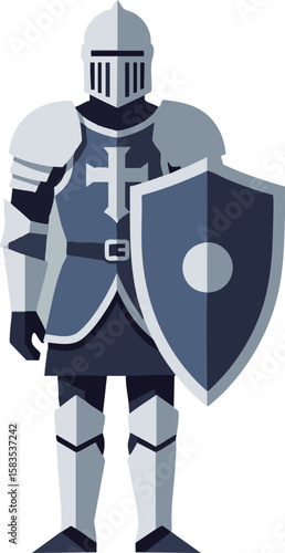 Minimal Flat Design Knight Illustration