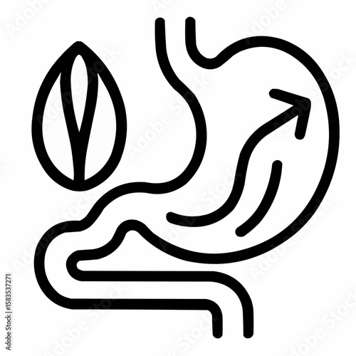 Bran with digestive tract arrow. Gut movement aid