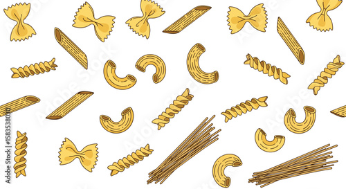 An assortment of delicious pasta shapes for culinary creations
