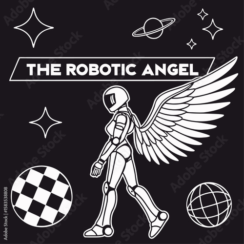 Elegant vector art illustration of an angel and devil woman silhouette in a vintage cartoon dance design, reminiscent of World War II themes