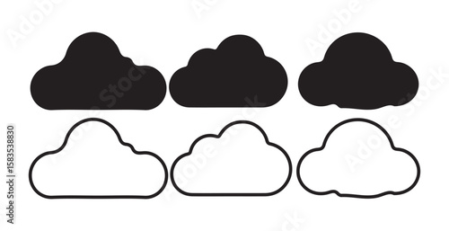 clouds set. Minimal icon, Black solid silhouette cloud icon. vector illustration eps10