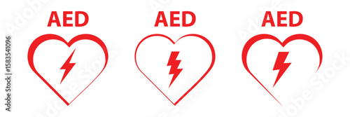 AED Symbols, Defibrillator Icons, Emergency AED Signs