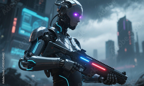 blue screen robot cyborg