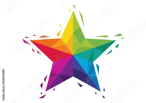 Colorful star icon with a vibrant rainbow design with copy space