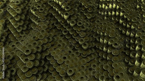 3D Gold Cylinders Waves Abstract Motion Graphics