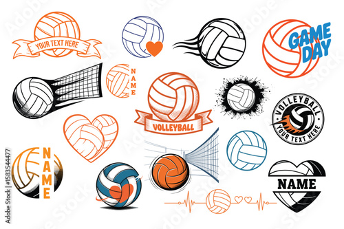 Volleyball Vector Icons and Logos Set