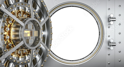 Open bank vault door with transparent background 3d