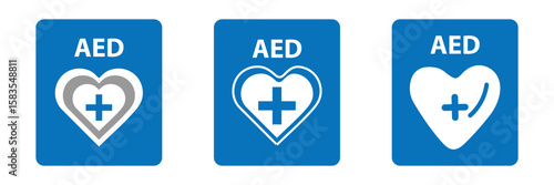 Sign indicating portable AED equipment