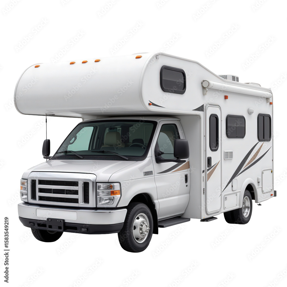Naklejka premium White Recreational Vehicle Parked Against Transparent background