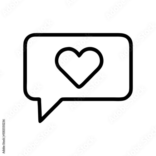 Chat Message with Heart Inside Outline Icon in Modern Minimal Style

