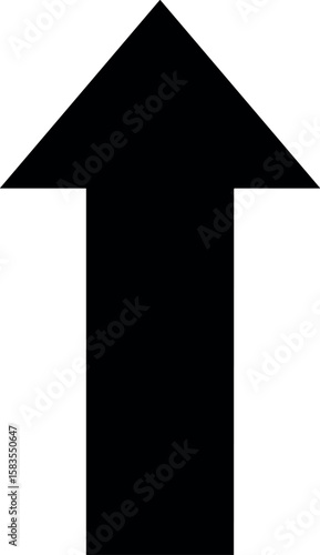 Straight black arrow graph up ward direction over transparent background