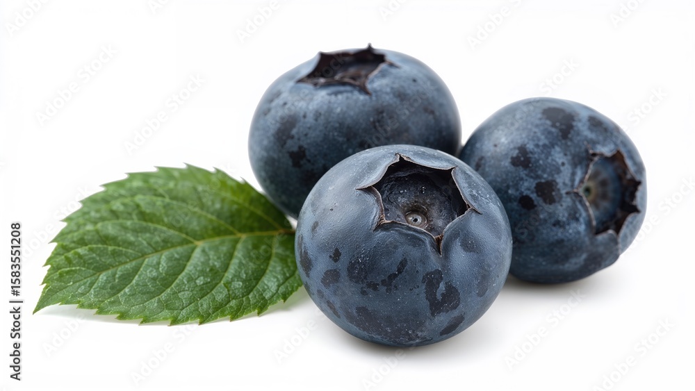 Obraz premium Single blueberry on white surface