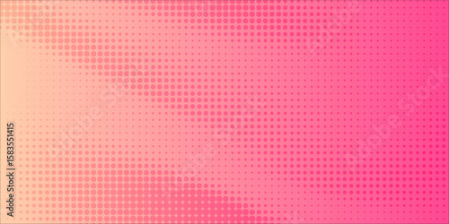 Pink orange polka dots gradient halftone background. Pop art cartoon dot texture with comic graphic design,