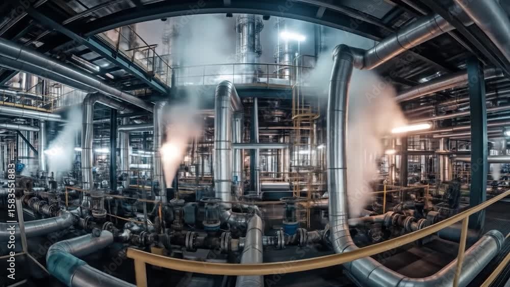 Industrial Plant Interior with Steam Industrial Plant Interior with Steam