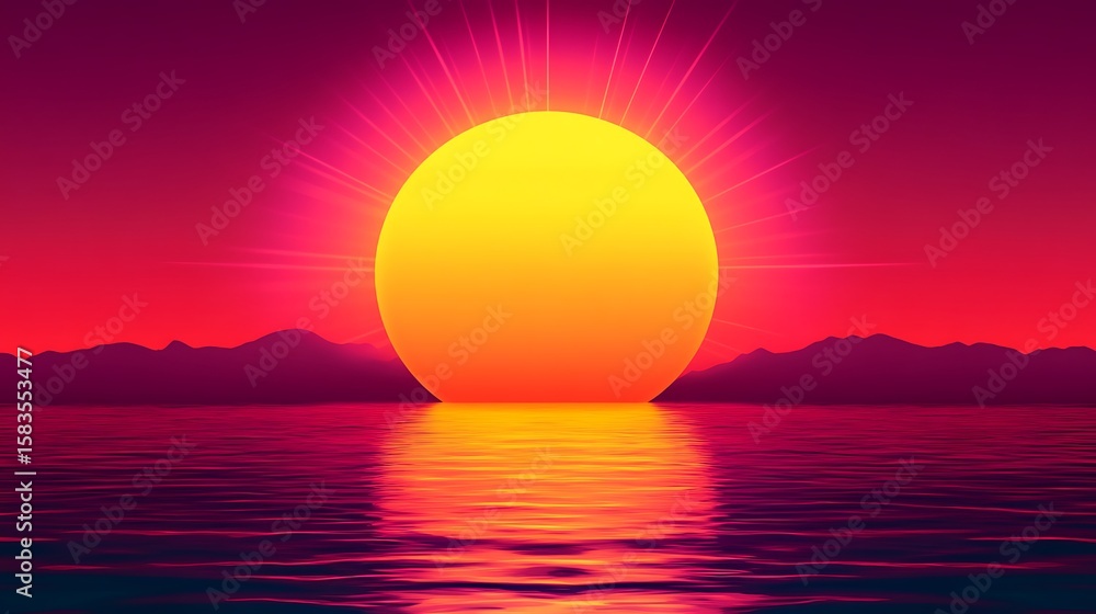 Obraz premium Sunset over a vibrant ocean