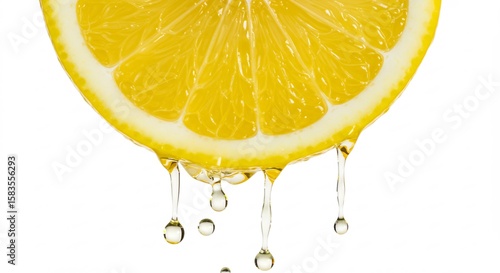 輝くレモン、瑞々しい雫が滴る 爽やか写真. AI Generated