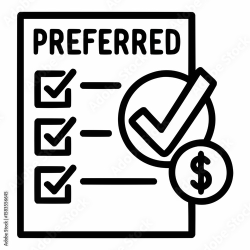 Checkmark over preferred provider list. Cost-efficient care.