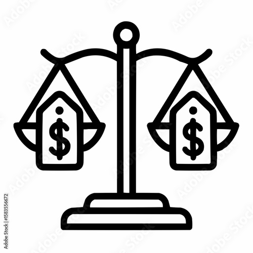 Scale balancing two treatment prices. Shopping symbol.