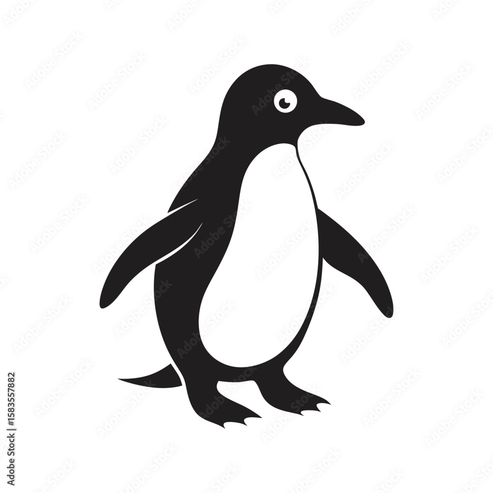 Obraz premium penguin waddling on ice vector art silhouette