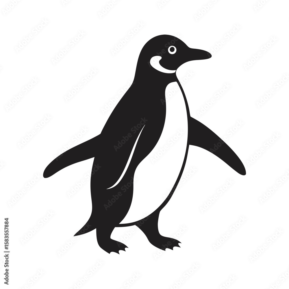 Fototapeta premium penguin waddling on ice vector art silhouette