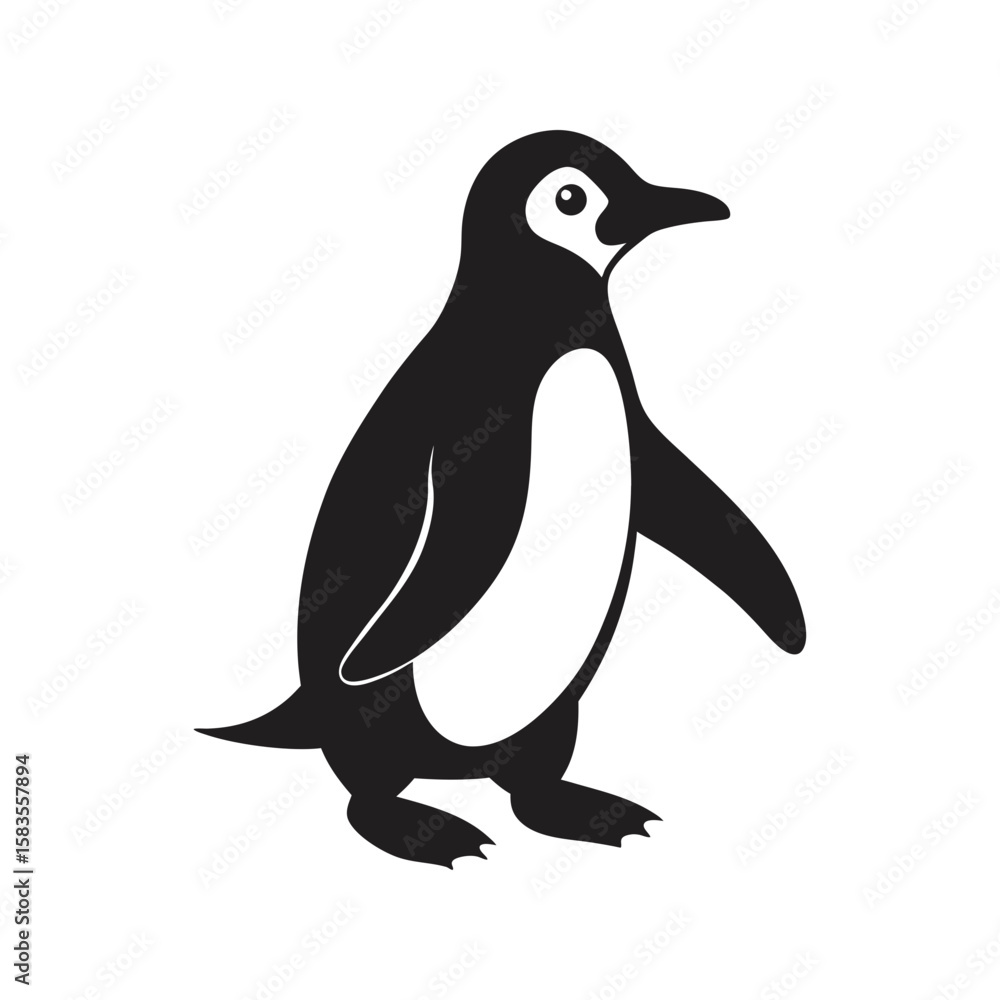 Obraz premium penguin waddling on ice vector art silhouette