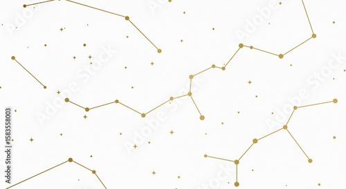 輝く金色の星々繋がる星座 美しい夜空の抽象画. AI Generated
