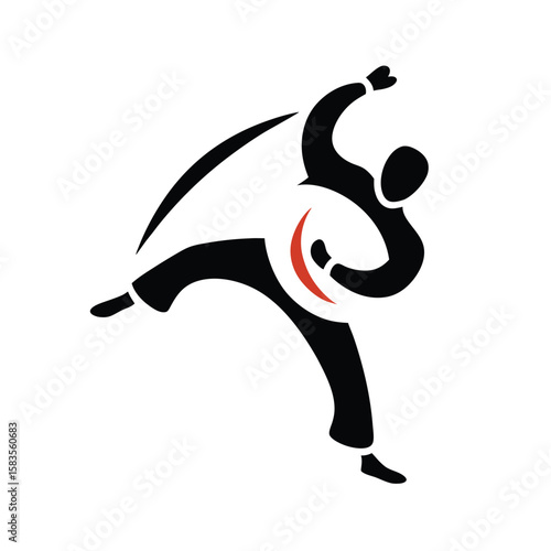 silhouette judo throw action doodle logo