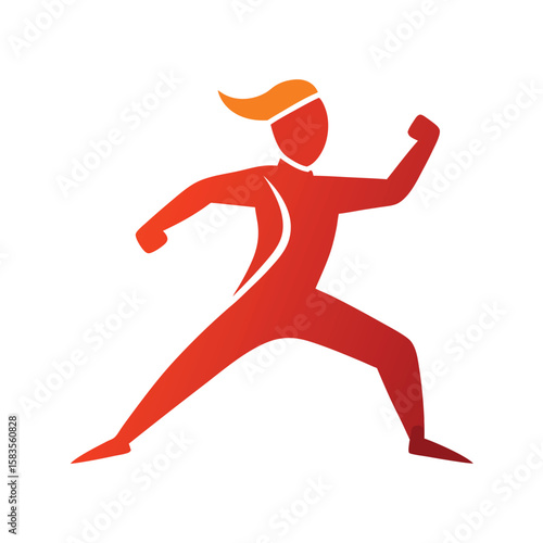 silhouette kung fu stance doodle logo