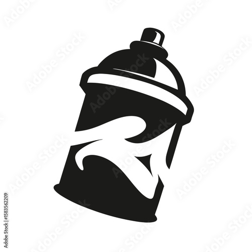 silhouette street art spray can doodle logo