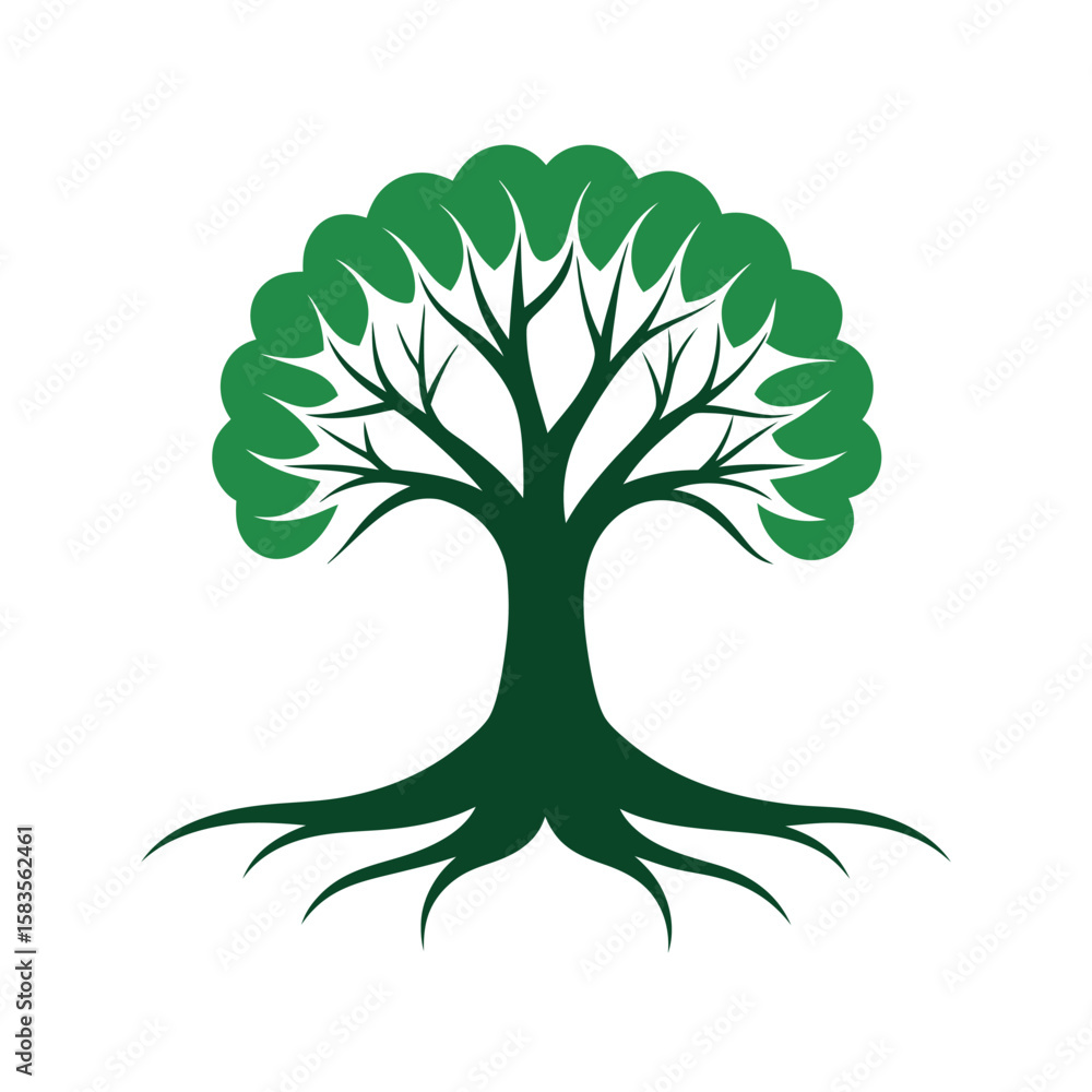 Obraz premium green tree vector illustration