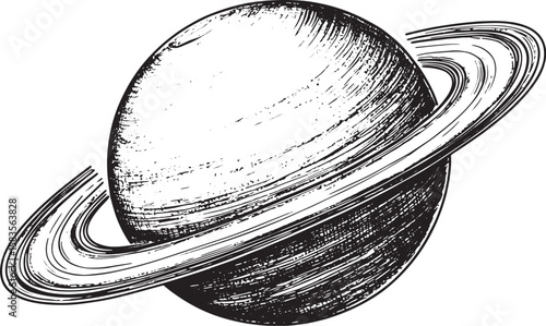 Saturn planet in Solar system sketch raster
