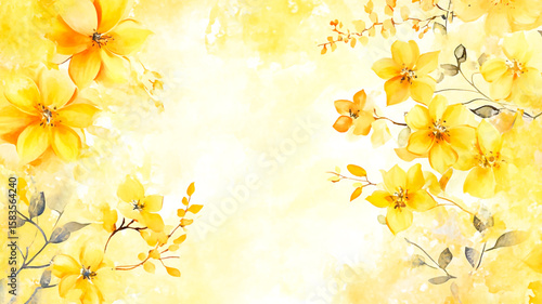Watercolor yellow floral background