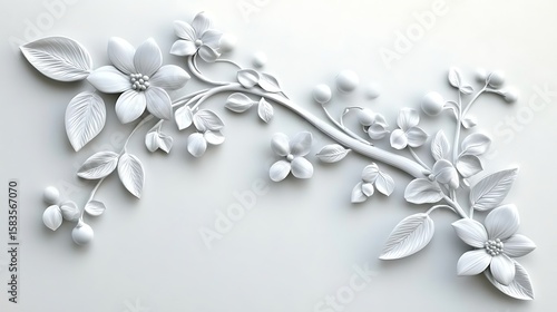 White floral relief design