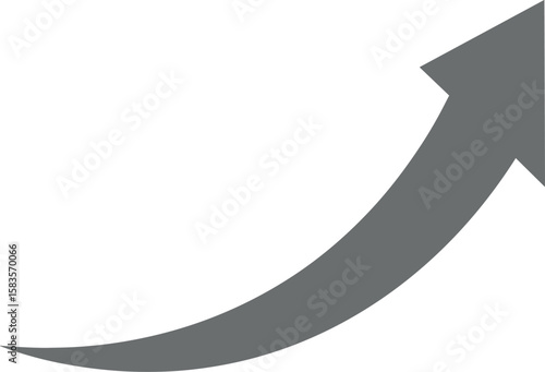 grey curve arrow icon on transparent background. flat style. 