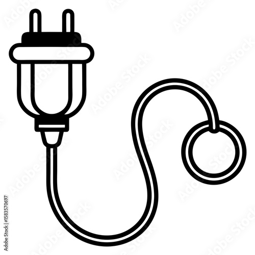 Plug icon, power cable vector 
