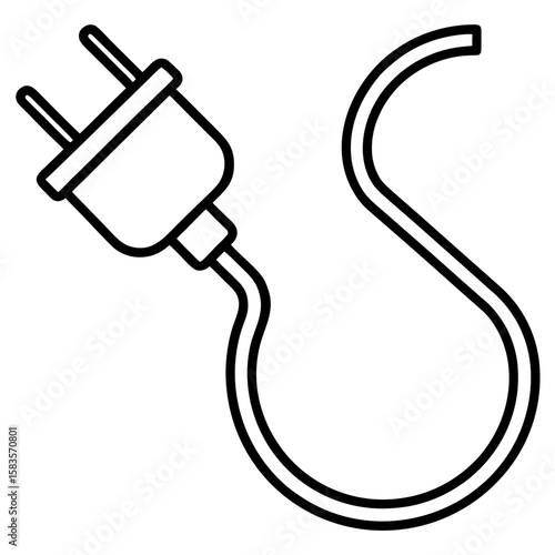 Plug icon, power cable vector 