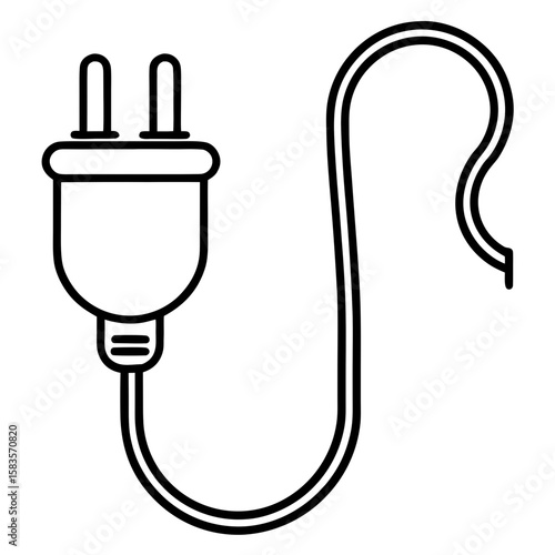 Plug icon, power cable vector 