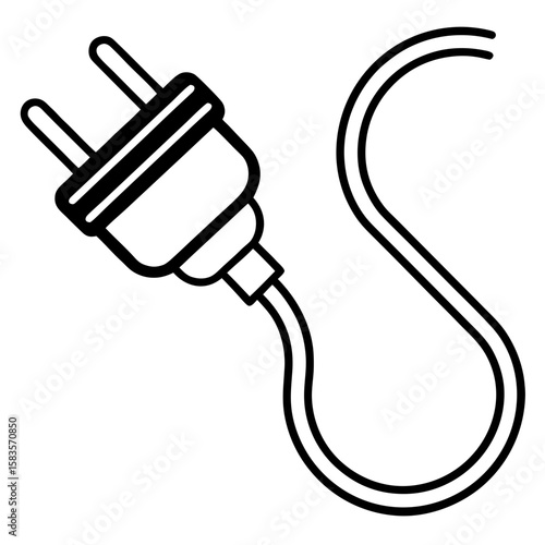 Plug icon, power cable vector 