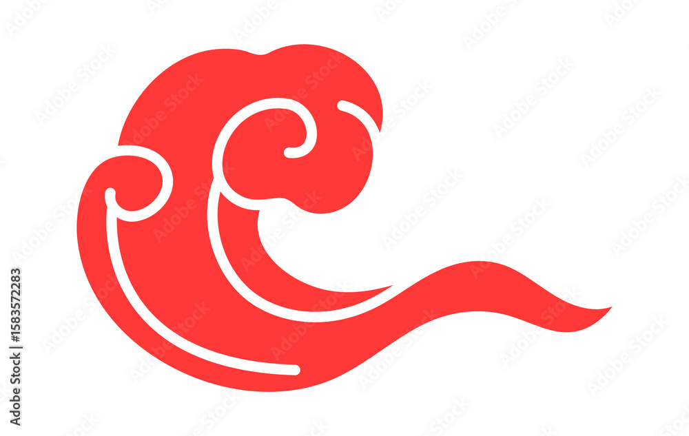 Fototapeta premium Red cloud png sticker, Chinese oriental clipart