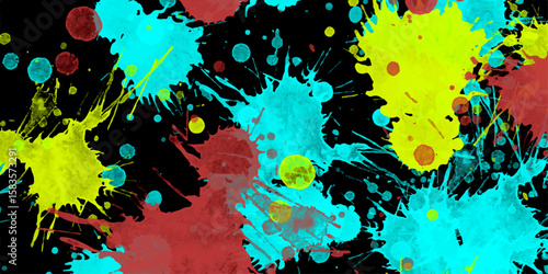Colorful watercolor background with vintage texture design on white paper background.The art of exploding emotions, including feelings of love, greed, anger, and delusion, expressed in an abstract way