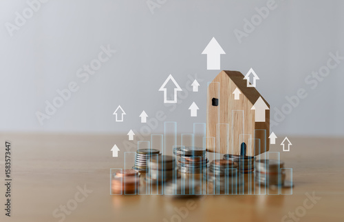 Mortgage, interest, rate, business, Property interest research the best rate, interest rate and dividend for home loan concept, Investment planning, business real estate, profit of banking, investor.