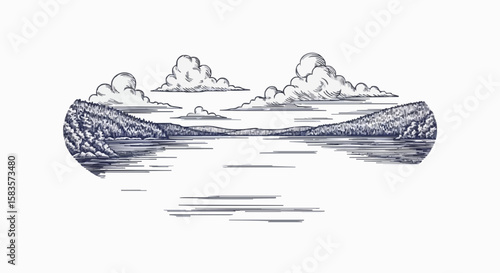 Lake porcelain decoration design (dark blue)